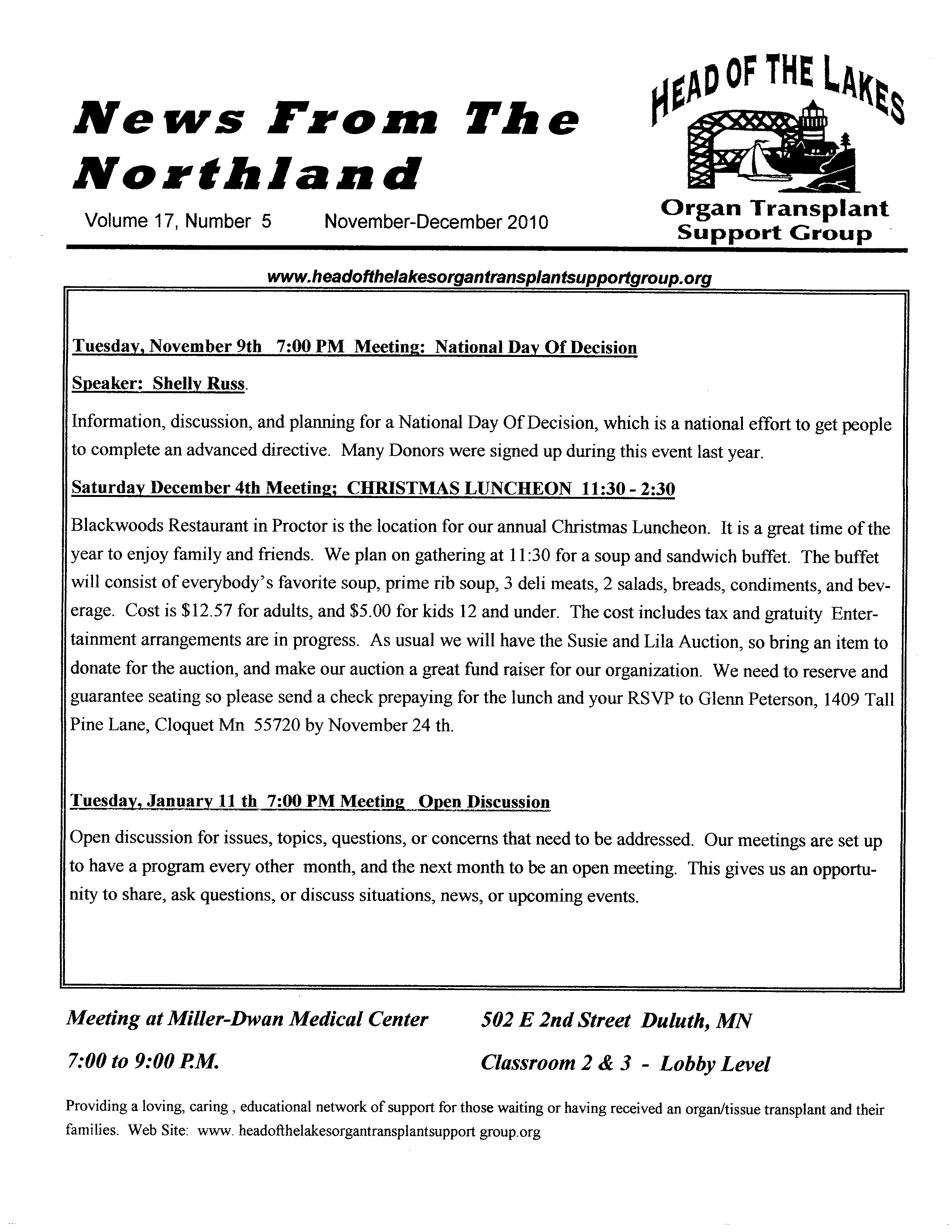 Newsletter November December 2010